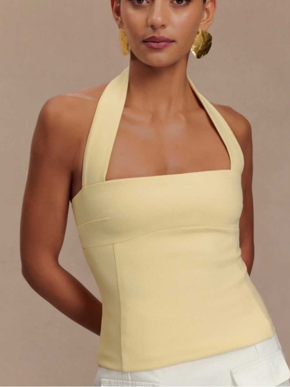 Meshki Amelita Suiting Halter Top - buttermilk NWT XL
